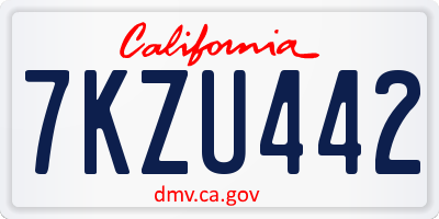 CA license plate 7KZU442