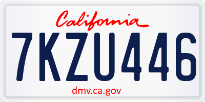 CA license plate 7KZU446