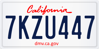 CA license plate 7KZU447
