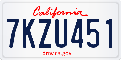 CA license plate 7KZU451
