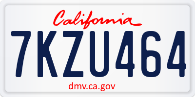 CA license plate 7KZU464