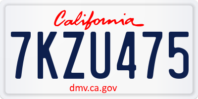 CA license plate 7KZU475