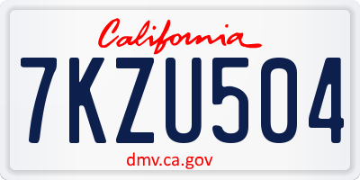 CA license plate 7KZU504