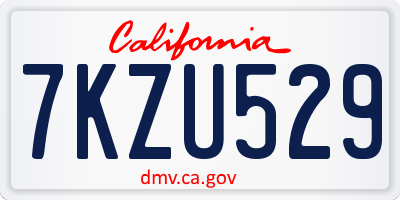 CA license plate 7KZU529