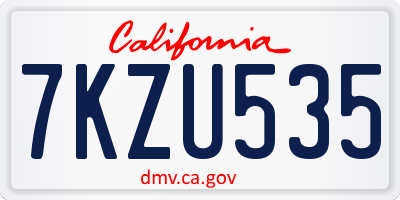 CA license plate 7KZU535