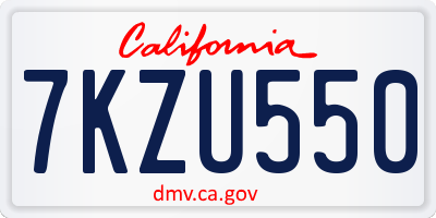 CA license plate 7KZU550