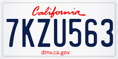 CA license plate 7KZU563