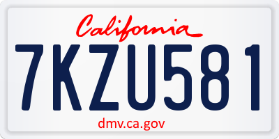 CA license plate 7KZU581