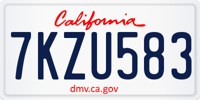 CA license plate 7KZU583