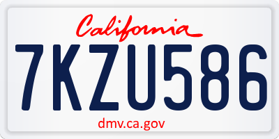 CA license plate 7KZU586