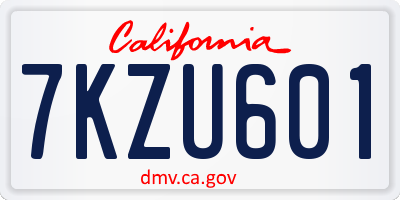 CA license plate 7KZU601