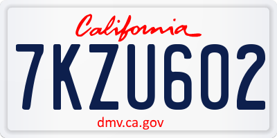 CA license plate 7KZU602