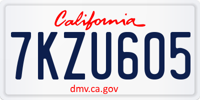 CA license plate 7KZU605