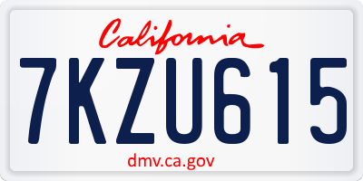 CA license plate 7KZU615