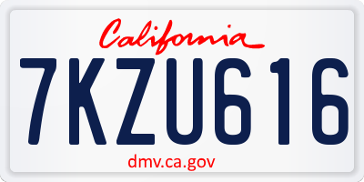 CA license plate 7KZU616