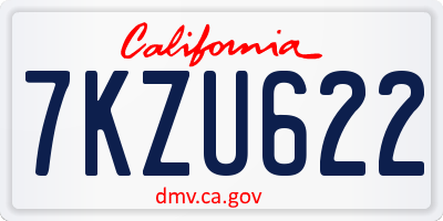 CA license plate 7KZU622