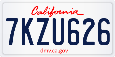 CA license plate 7KZU626