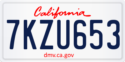CA license plate 7KZU653