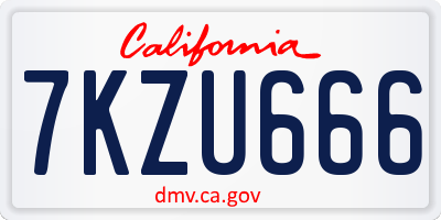 CA license plate 7KZU666