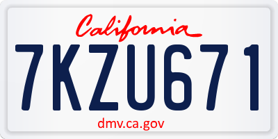 CA license plate 7KZU671