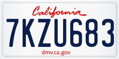 CA license plate 7KZU683