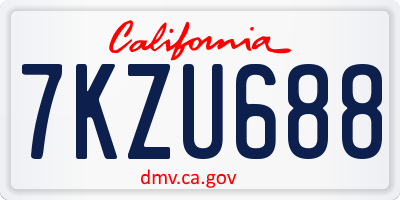 CA license plate 7KZU688