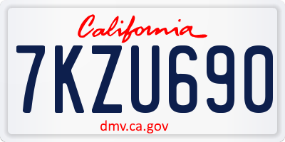 CA license plate 7KZU690