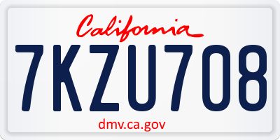 CA license plate 7KZU708