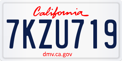 CA license plate 7KZU719