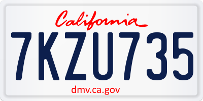 CA license plate 7KZU735