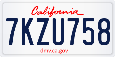 CA license plate 7KZU758