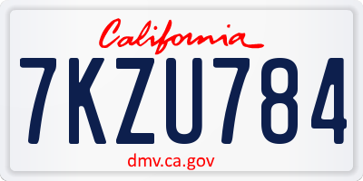 CA license plate 7KZU784