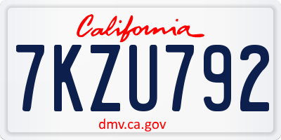 CA license plate 7KZU792