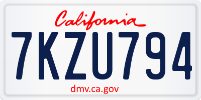 CA license plate 7KZU794