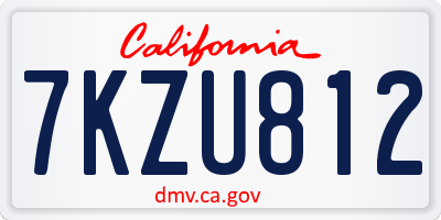 CA license plate 7KZU812
