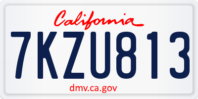 CA license plate 7KZU813