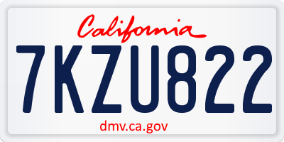 CA license plate 7KZU822