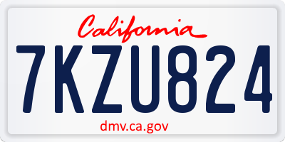 CA license plate 7KZU824