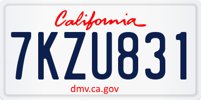 CA license plate 7KZU831