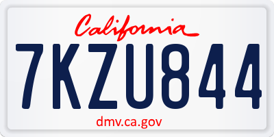 CA license plate 7KZU844