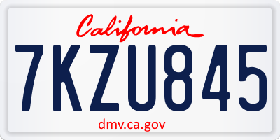 CA license plate 7KZU845