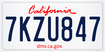 CA license plate 7KZU847