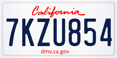 CA license plate 7KZU854