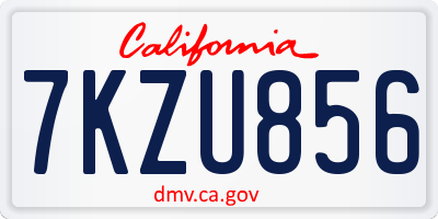 CA license plate 7KZU856