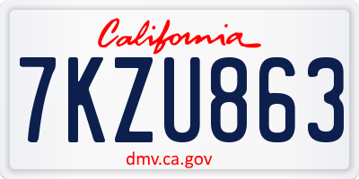 CA license plate 7KZU863