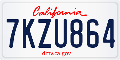 CA license plate 7KZU864