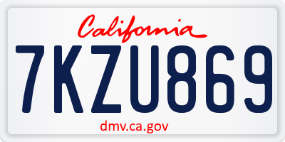 CA license plate 7KZU869