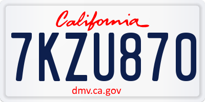 CA license plate 7KZU870