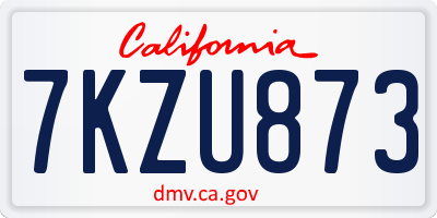 CA license plate 7KZU873