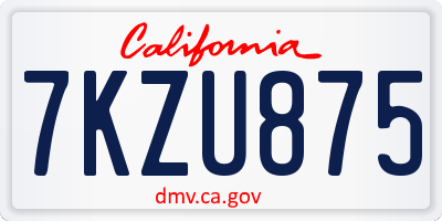 CA license plate 7KZU875